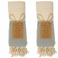 Deerlux 100% Cotton Turkish Hand Towels, 18 x 40 Diamond Peshtemal Kitchen and Bath Towels, Gray, PK 2 QI004005.GY.2